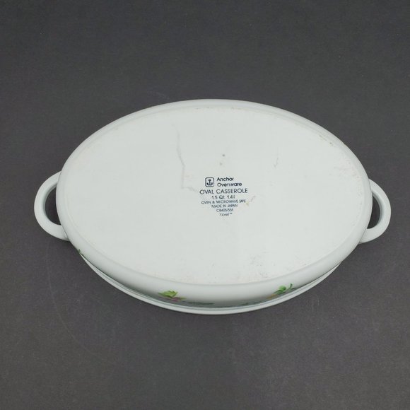Anchor Hocking Floret Covered Oval Casserole Dish 1.5 Qt Baking Dish with Lid - Picture 6 of 10